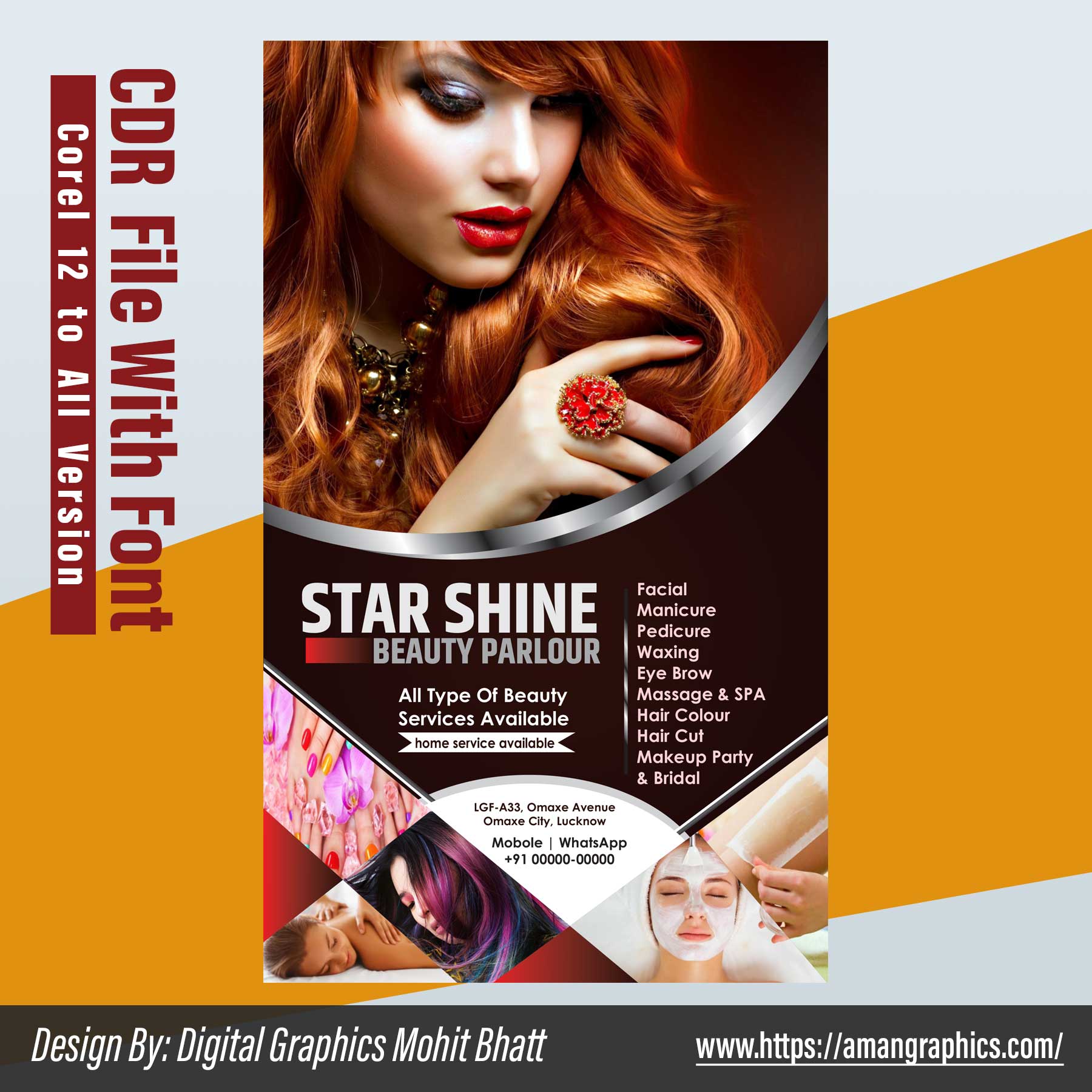 Aman Graphics: Beauty parlour Pamphlet Flyer design cdr file Aman Graphics: Beauty parlour Pamphlet Flyer design cdr file